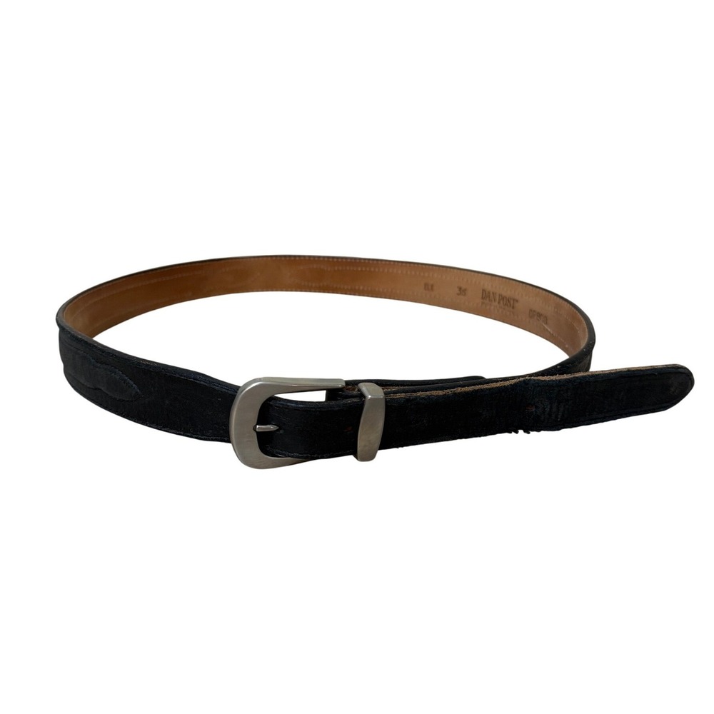 Dan Post Men Belt 36 Black Genuine Elk Leather Western Cowboy Made in USA DP803